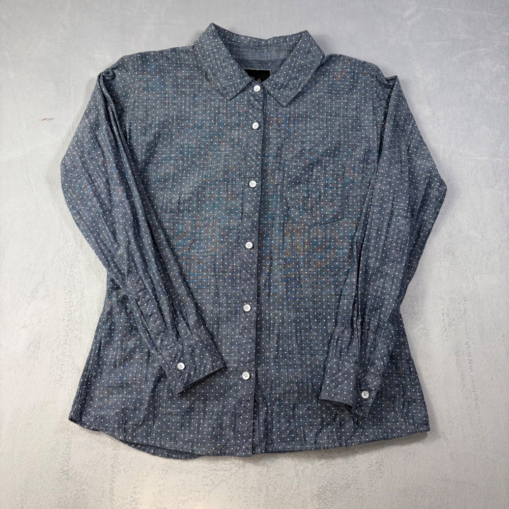 Rails Womens Blue Polka Dot Cotton Chambray Button Down Shirt Small